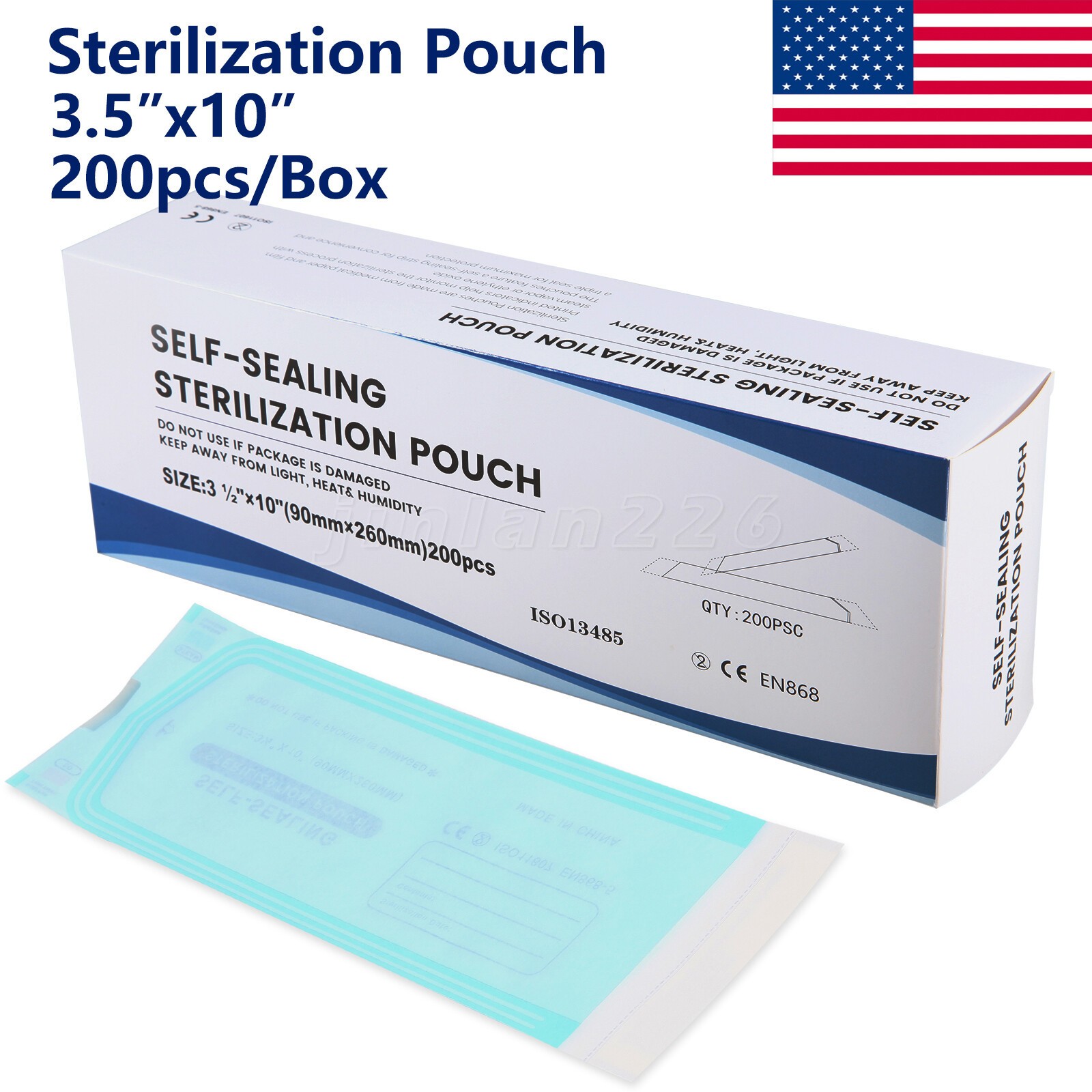 Self-Sealing Sterilization Pouches 3.5″ x 10″ 200 Pcs / Box pa