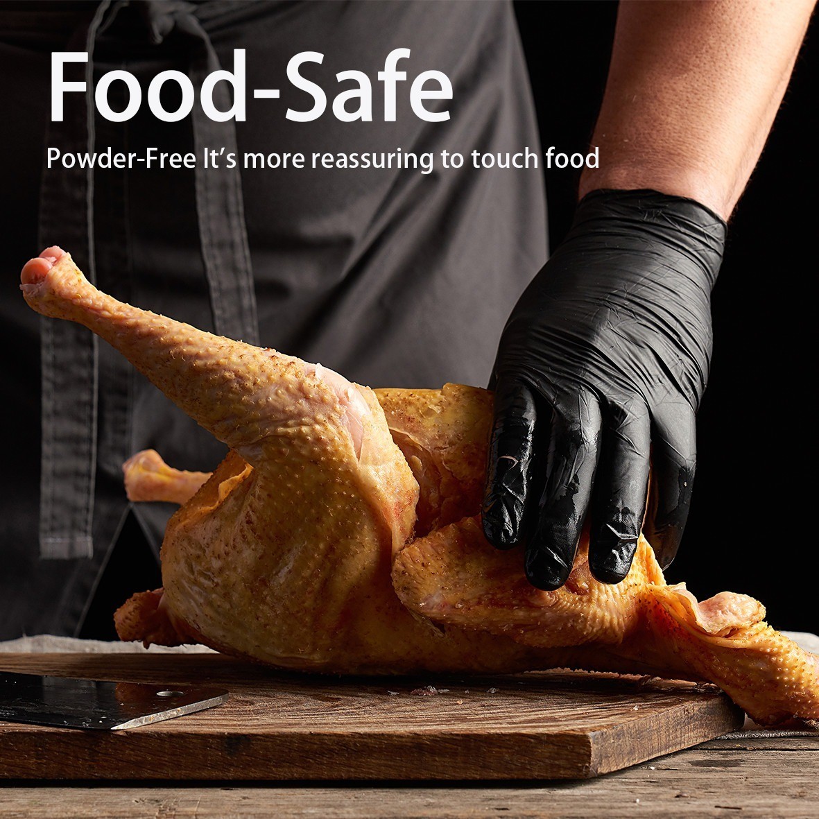 Black Vinyl Gloves: Food Grade, Latex & Powder-Free (100-Count)