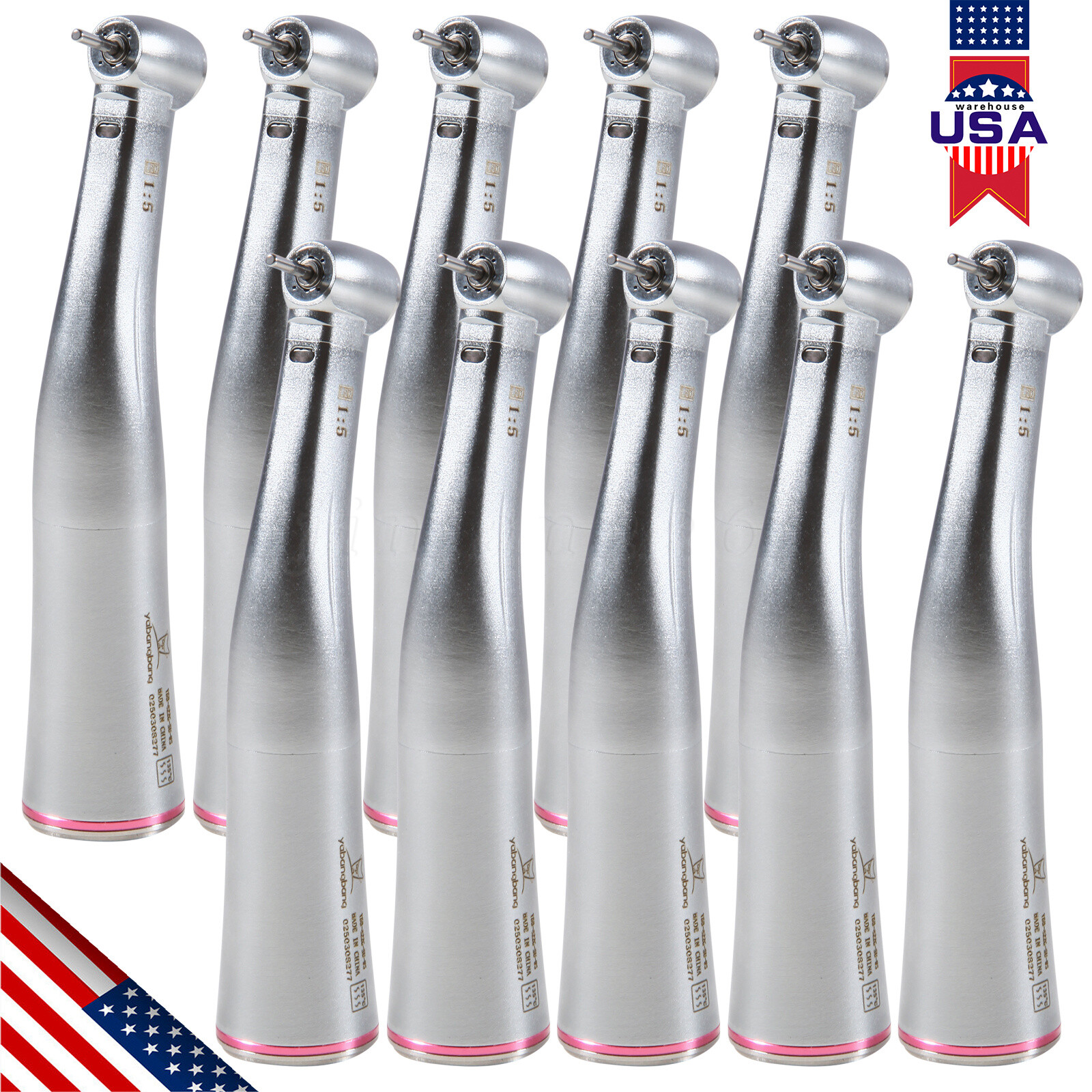 1-10 Pcs Dental 1:5 LED Contra Angle Fiber Optic Handpiece Fit KaV NSK Motor