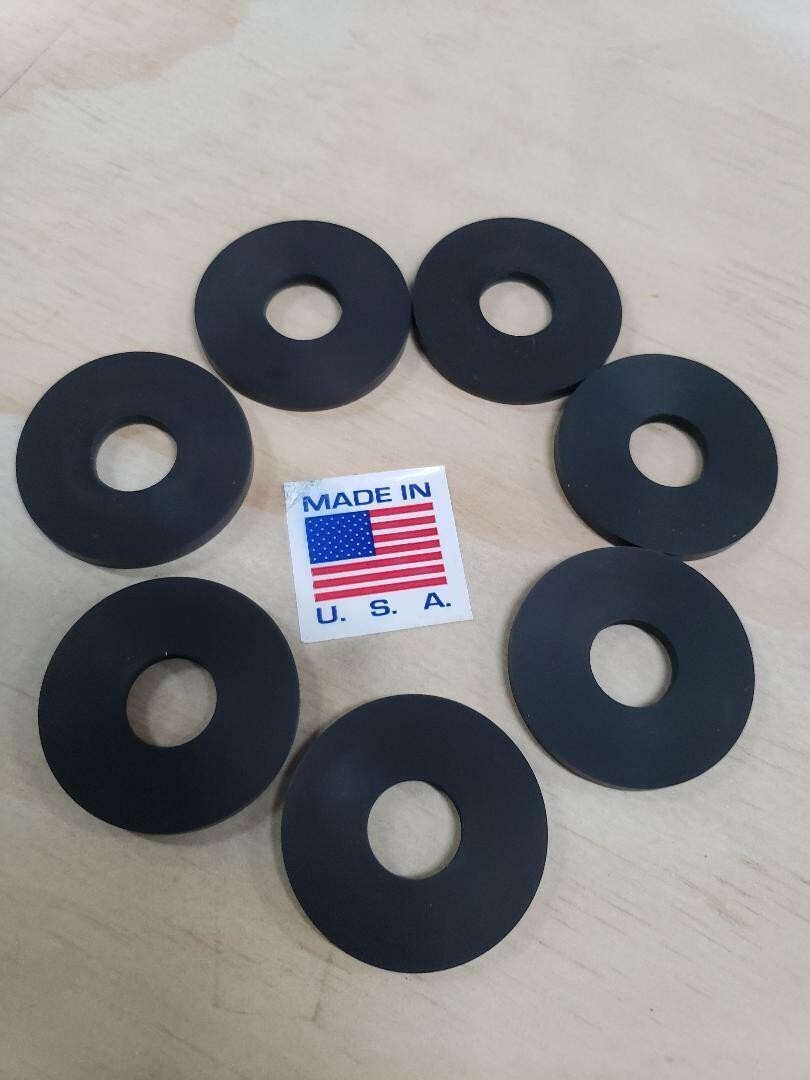 1″ ID Rubber Flat Washers 2″ OD 1/4″ Thick Spacers Various Pack Sizes Heavy Duty