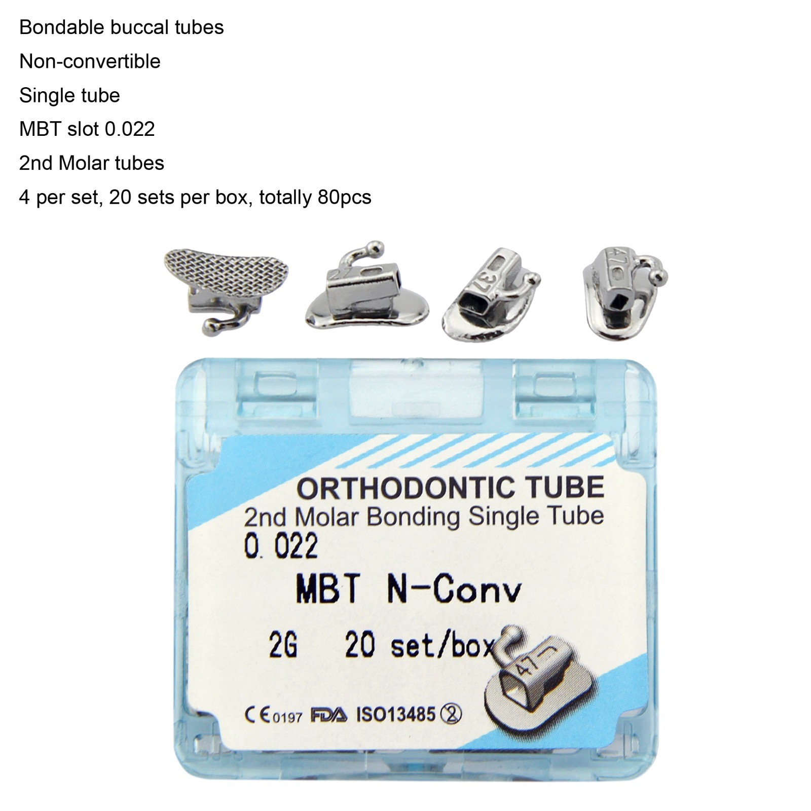 Dental Orthodontic Buccal Tubes 1st 2nd Molar Bondable Tube Roth MBT 022 Single