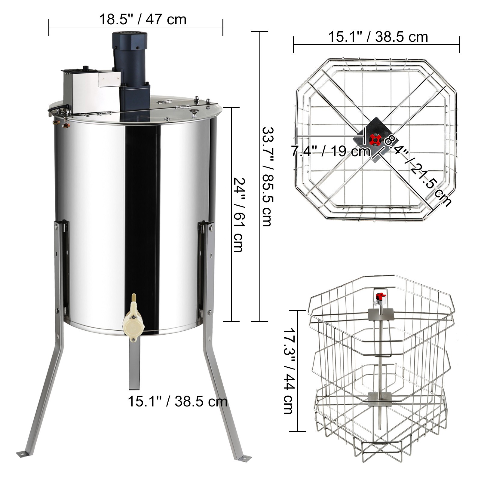 Electric Honey Extractor Beekeeping Equipment 4/8 Frames Stainless Steel