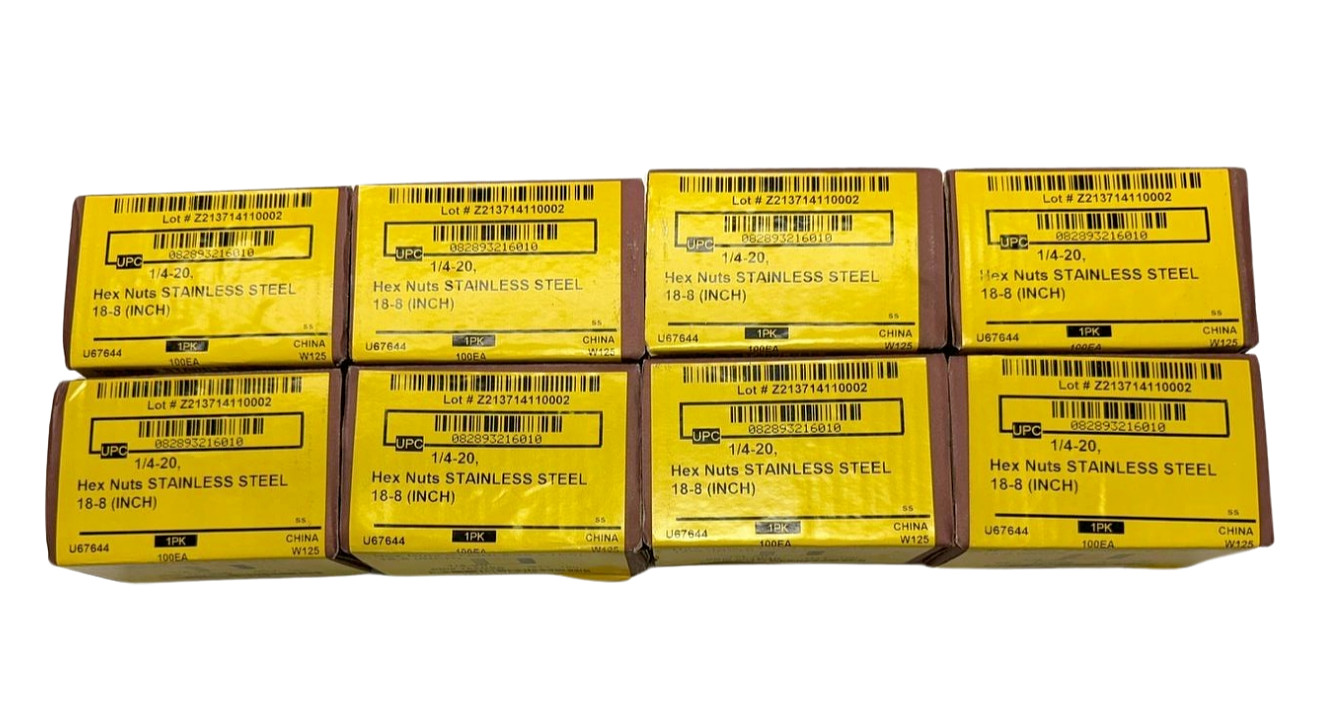 (Box of 100) Brighton 762036-100-PR Hex Nuts 1/4-20 Stainless Steel 18-8