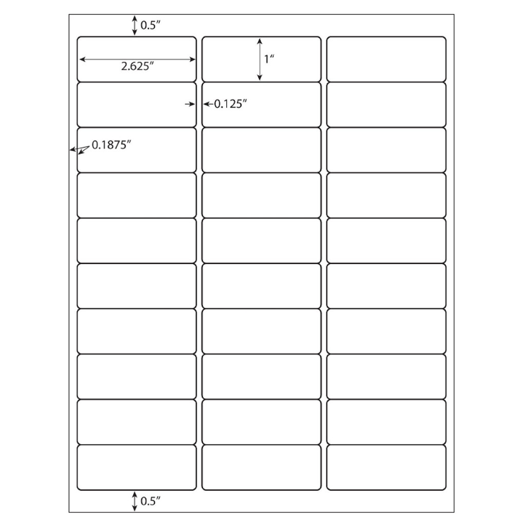 1 x 2 5/8 60000 Address Blank Shipping Adhesive Labels Compatible 2.625 x 1 30UP