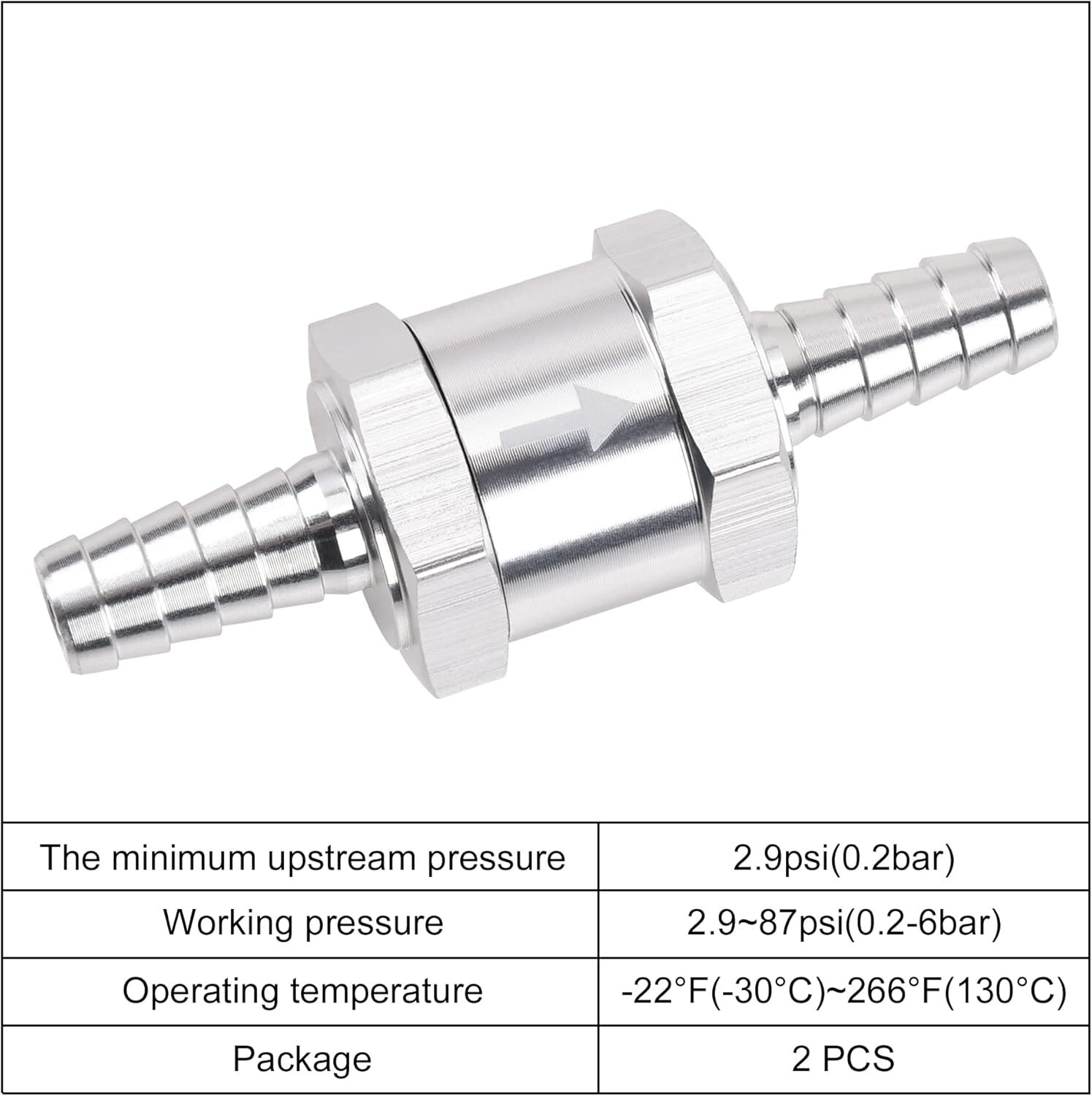 2x 10mm 3/8″ Fuel Line Non-Return One Way Air Fuel Oil Check Valve Diesel Gas
