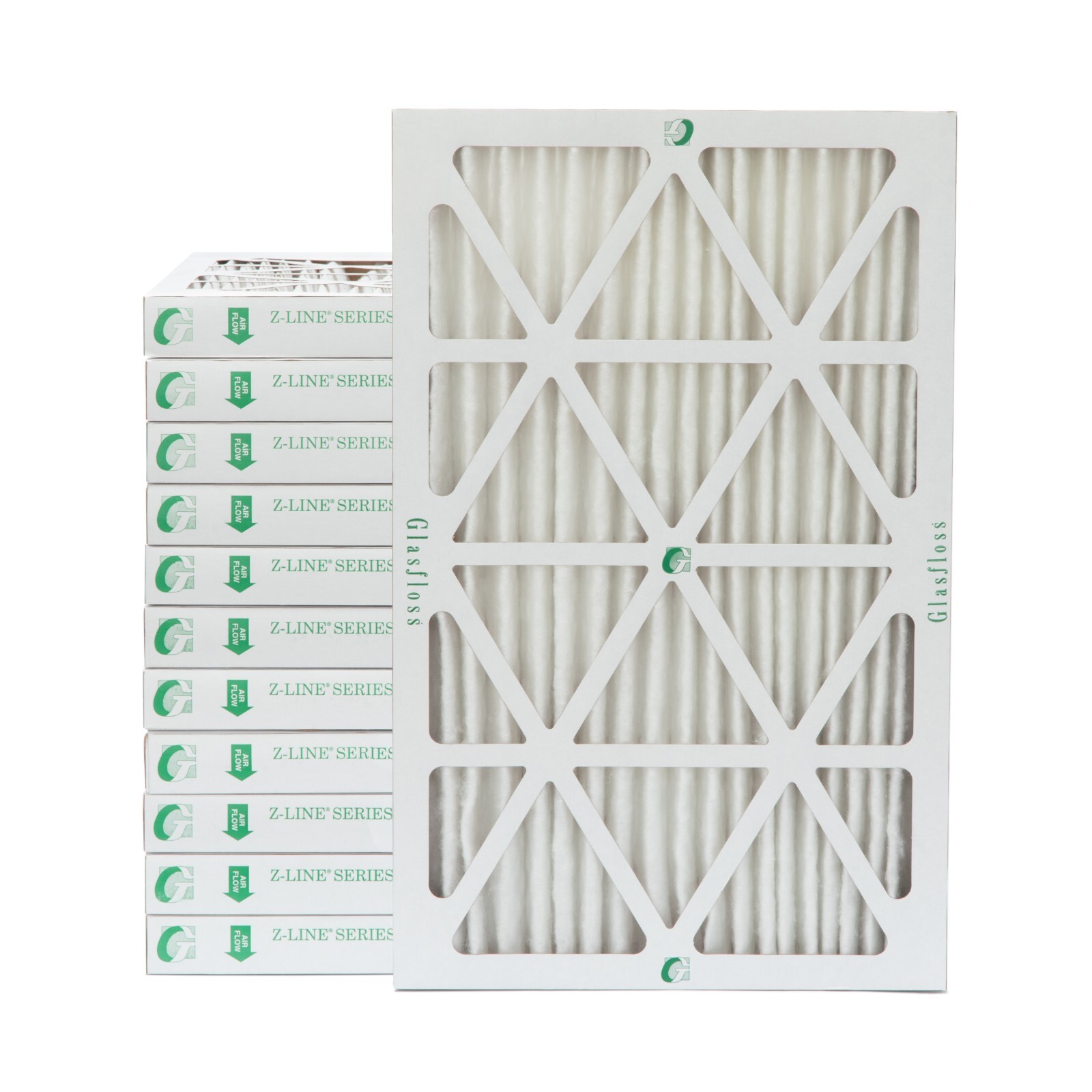 18x24x2 MERV 13 Pleated AC Furnace Air Filters by Glasfloss. Case of 12.