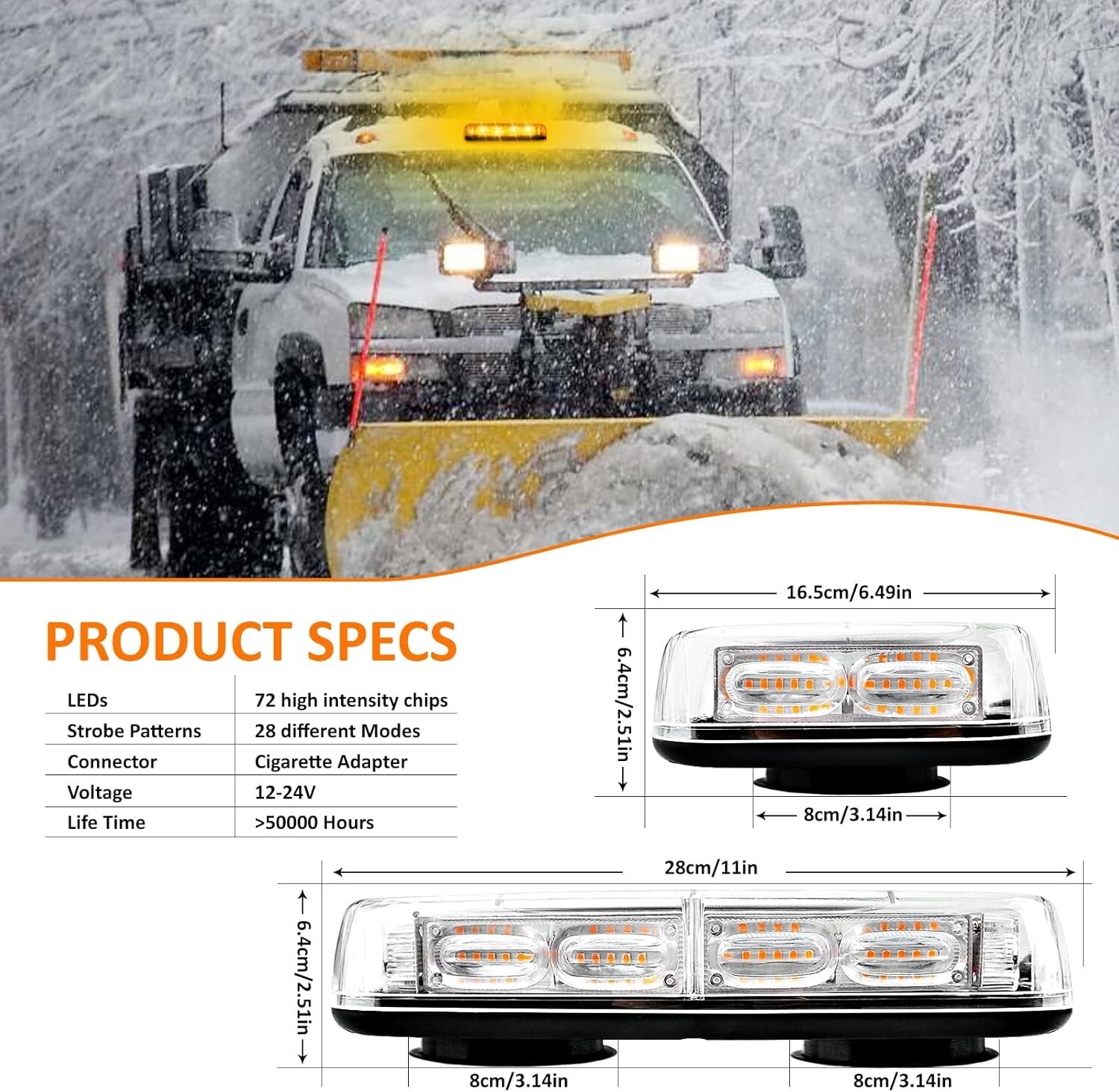 72 LED Roof Top Emergency Security Warning Caution Flashing Light for Vehicles