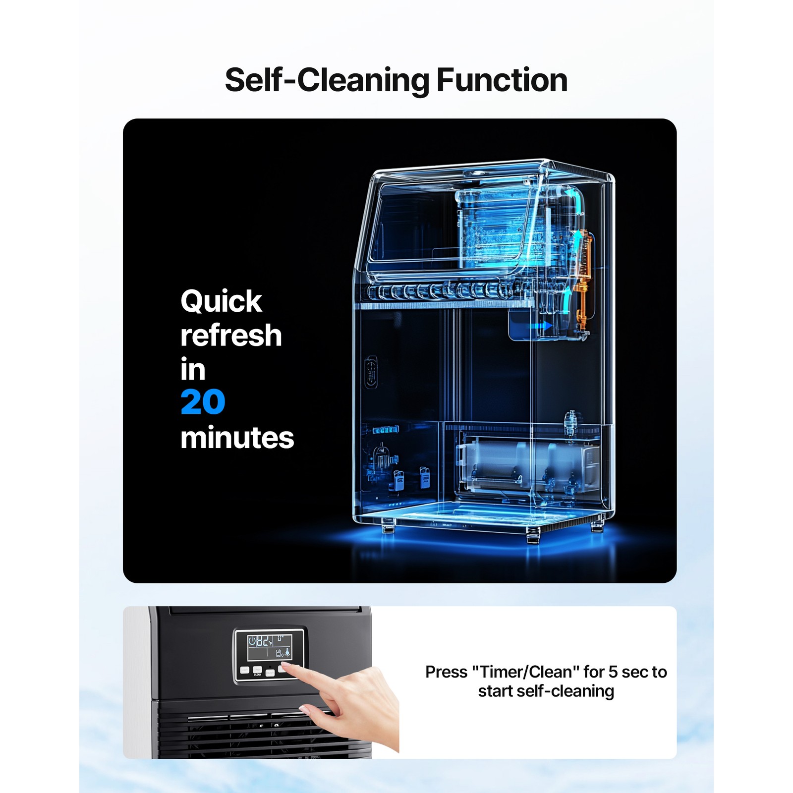 Uimoso 80lbs/24h Commercial Ice Maker Home Bar Restaurant Built-in Cube Machine