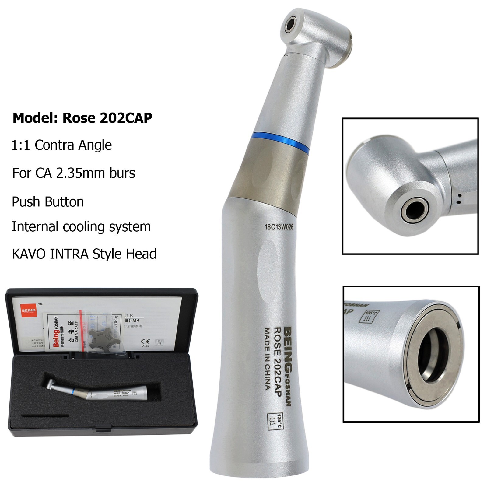 BEING Dental Contra Angle Straight Handpiece Air Motor 4 Holes Low Speed KAVO