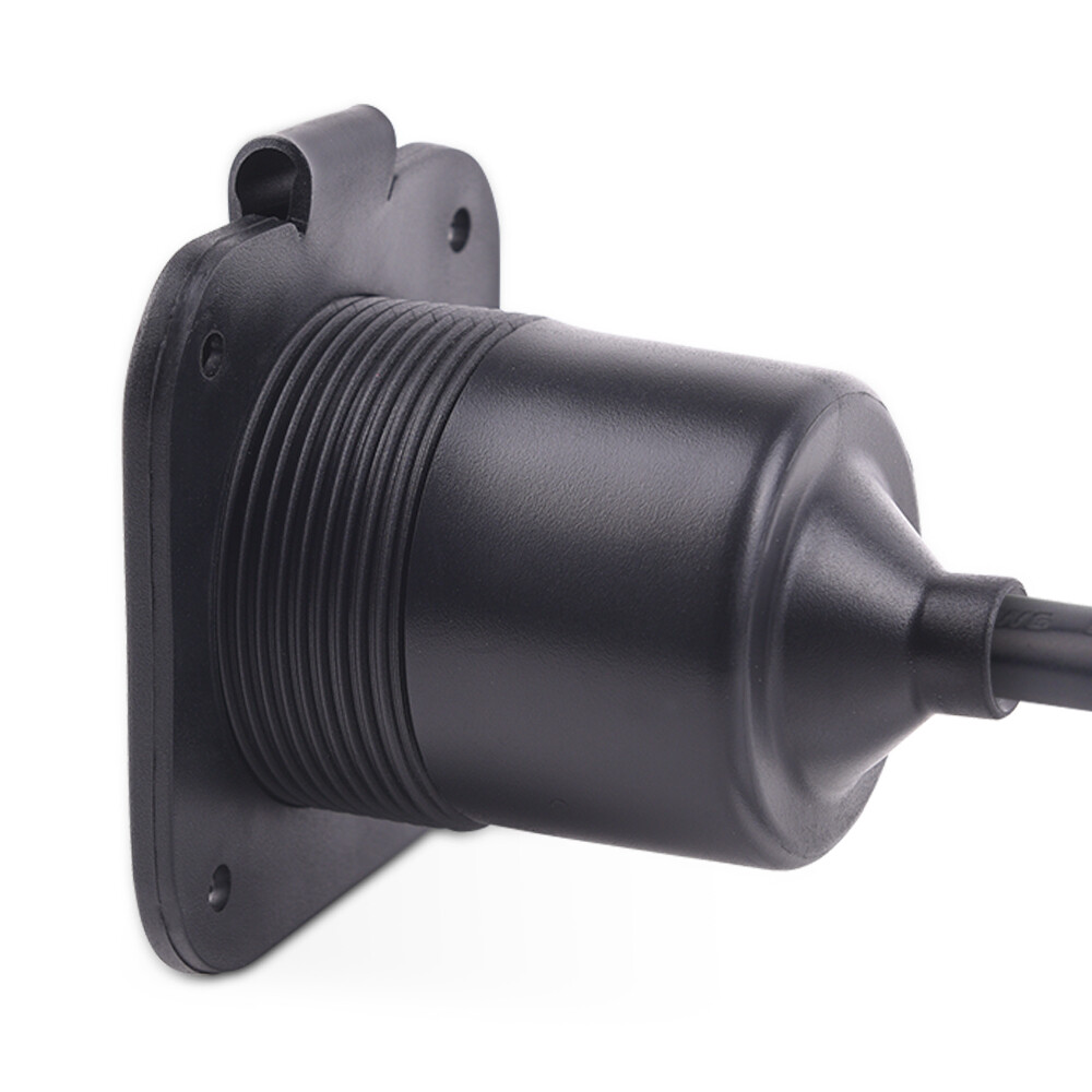15A 125V AC Port Plug 14AWG Flanged Power Inlet Plug 18″ Extension Cord Boat RV