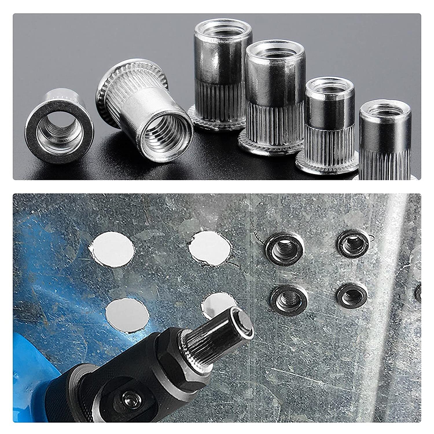 615X Rivet Nut Tool Kit Stainless Steel 304 Flat Head Rivnut Threaded Insert Nut