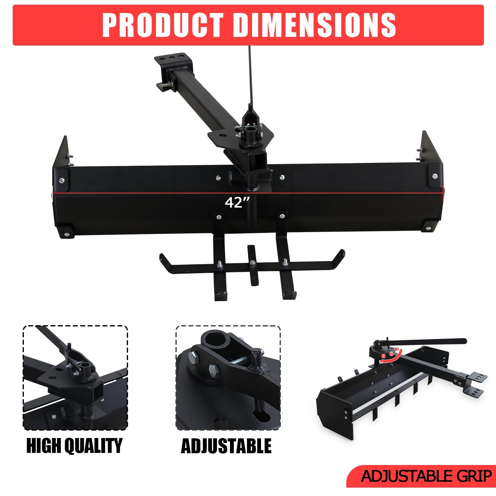 42″ Tow Behind Box Scraper Lawn Tractor Attachments for ATV UTV Tractor Mower US