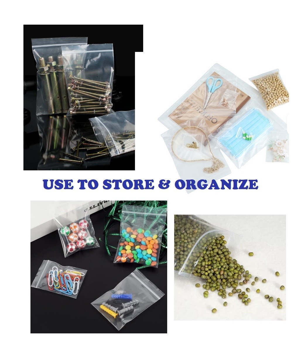 1000ct Clear Resealable 2″x3″ Zip Seal Top Lock 2MIL Clear Plastic Bags Baggies