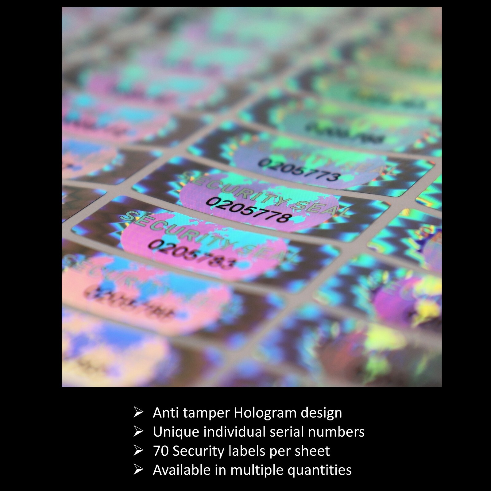 SECURITY SEAL Tamper Proof Security Sticker (SERIAL NUMBERS) (AvR051)