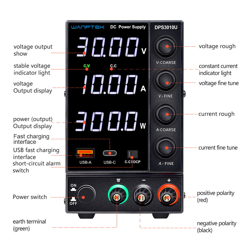 DPS 0~30V 60V 120V 160V 0~2A 3A 5A 10A Adjustable Variable DC Bench Power Supply