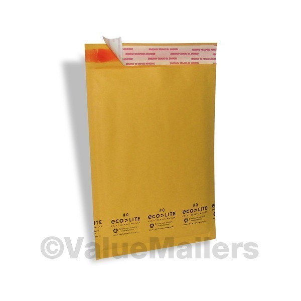 250 #0 6.5×10 KRAFT ECOLITE BUBBLE MAILERS ENVELOPES, 100 10X13 CLEAR BAGS