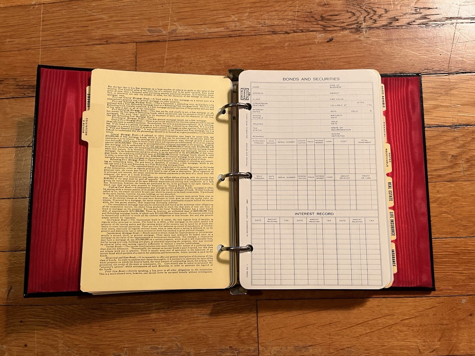 VINTAGE Mi-Reference Investment Portfolio Personal Financial Record Ledger 1967