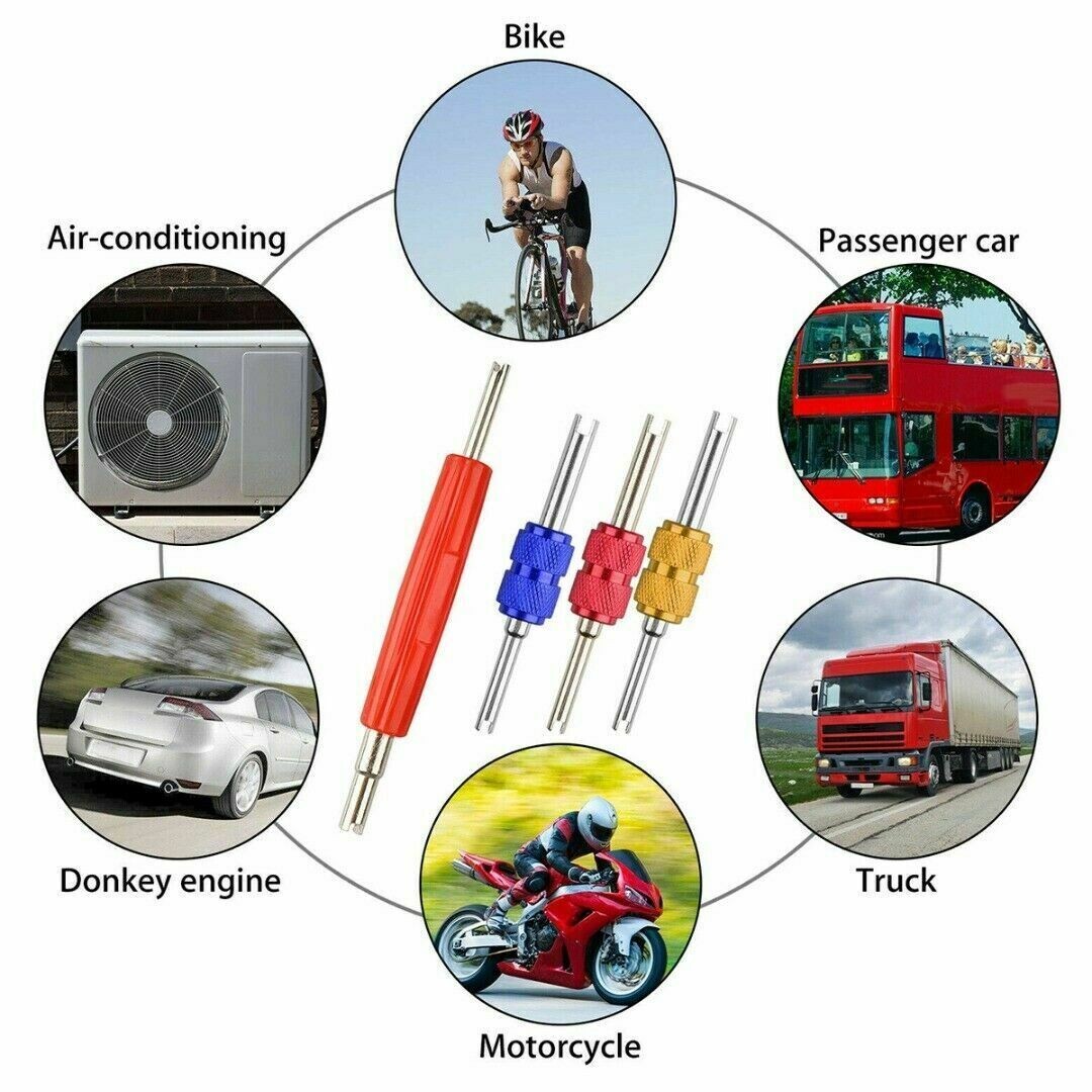 4PCS Dual Schrader Valve Core Remover Tool A/C HVAC Air Conditioning Tire Repair