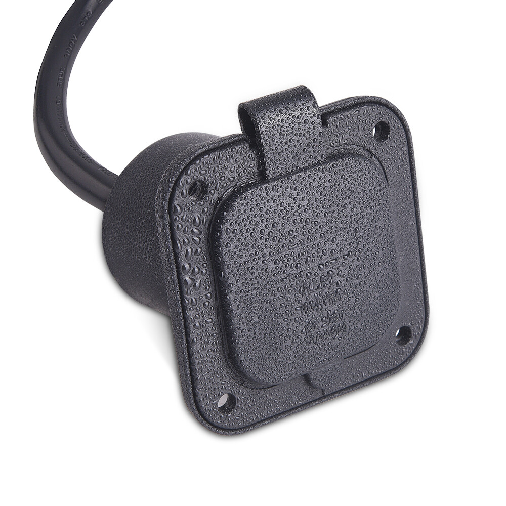 15A 125V AC Port Plug 14AWG Flanged Power Inlet Plug 18″ Extension Cord Boat RV