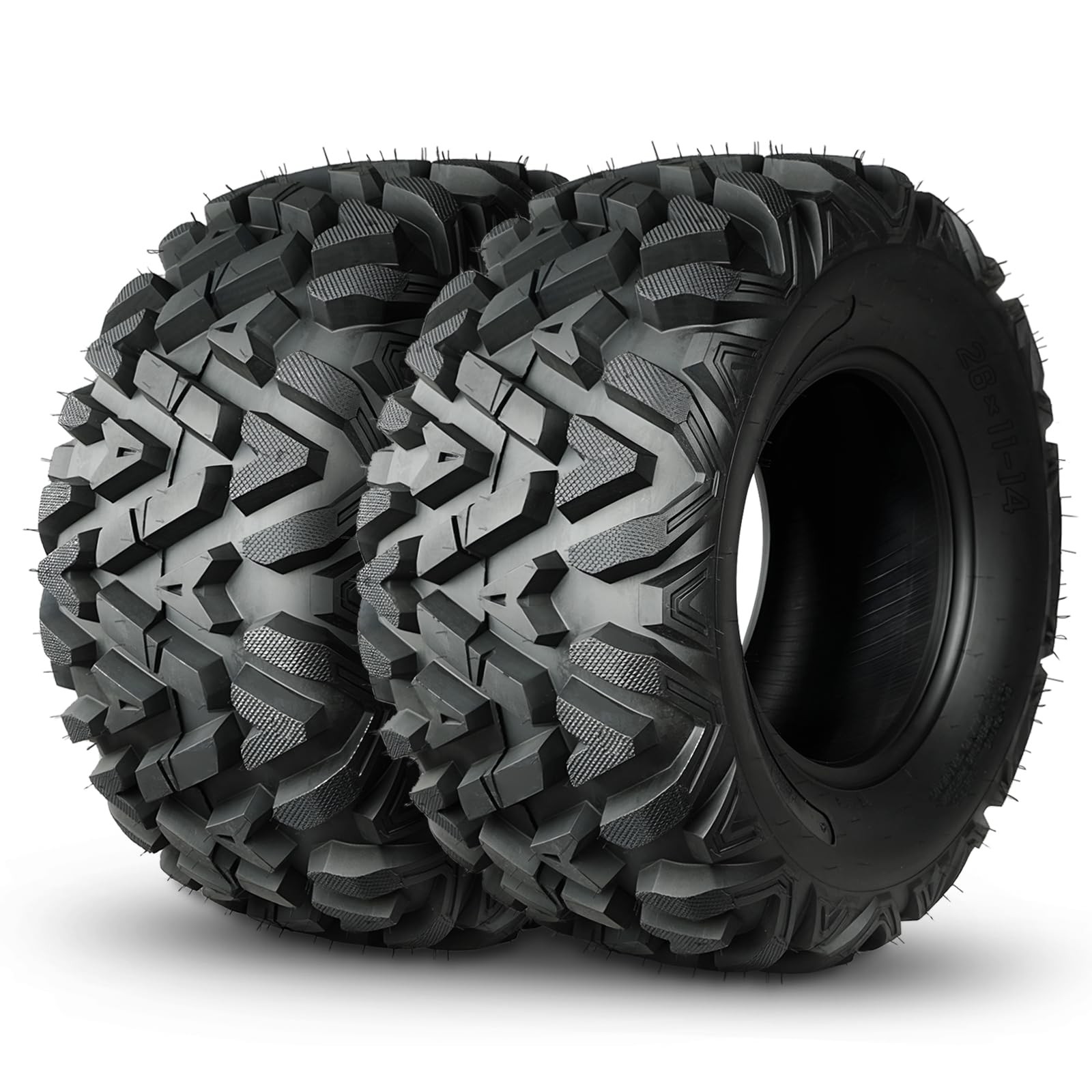 Set of 2 26×11-14 ATV UTV All Terrain Tires 6-Ply Tubeless Mud Sand Off-Road