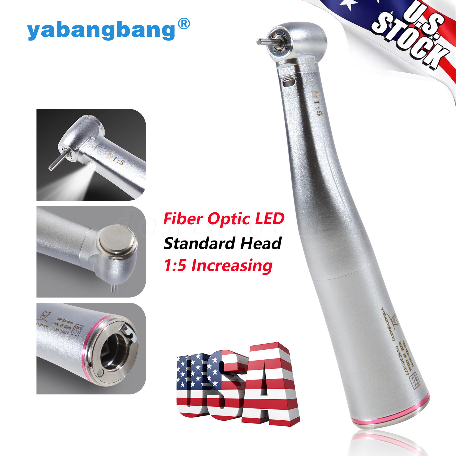 1-4 Pcs Dental 1:5 LED Contra Angle Fiber Optic Handpiece Fit KaV NSK Motor