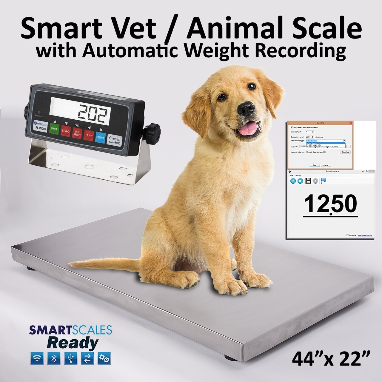 New PS-700AS 700×0.1lb 44″x22″ Vet Scale / Animal Scale / Small Livestock Scale