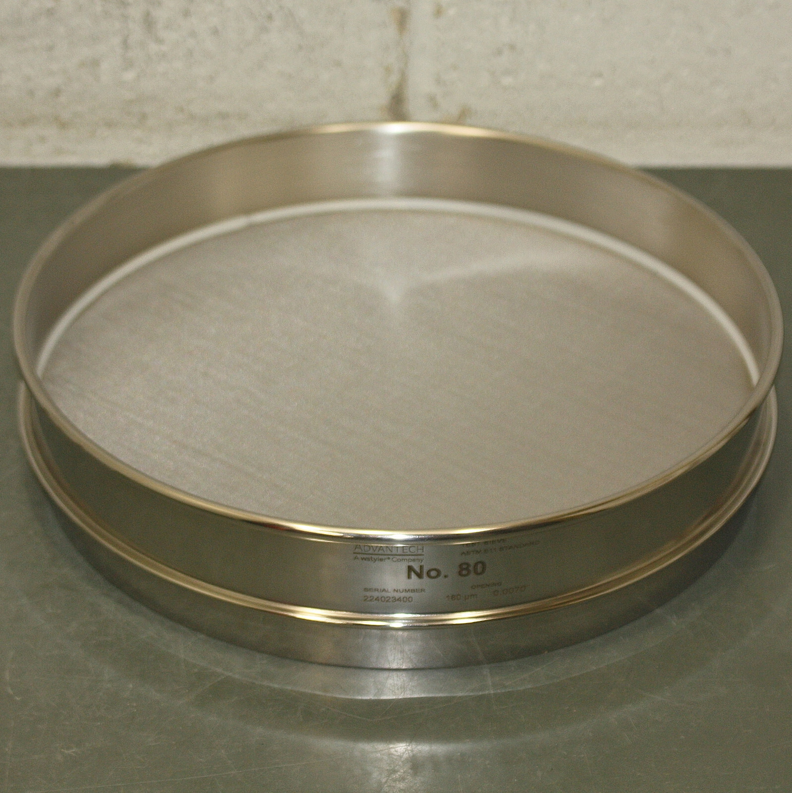Advantech 12″ Test Sieve 80SS12H, 180 Micron, #80 Mesh, Stainless Steel Cloth
