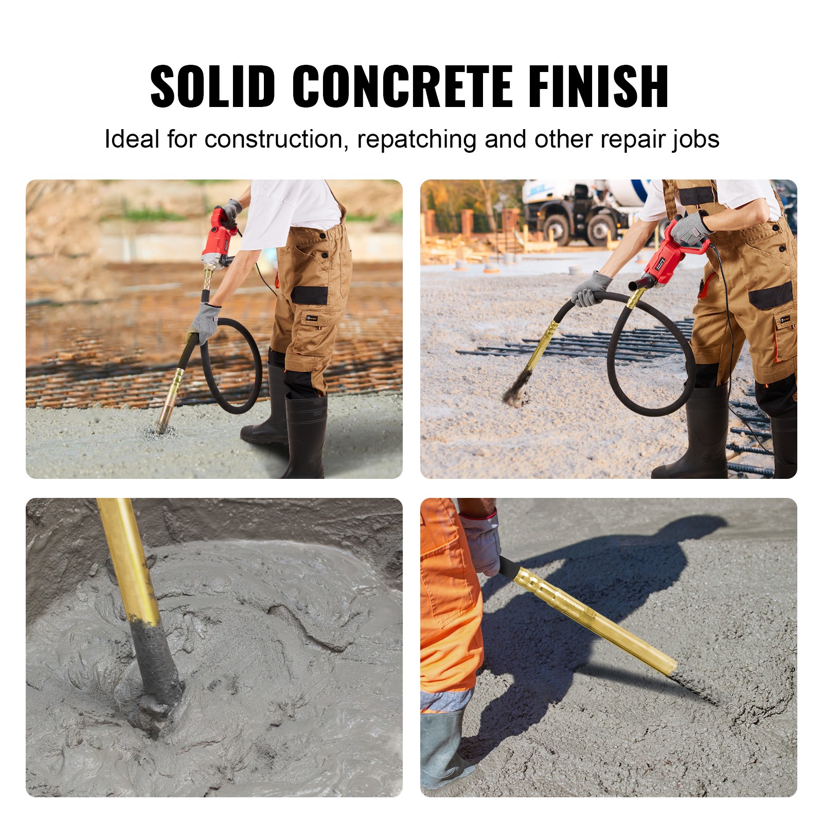 VEVOR Handheld Electric Concrete Vibrator 800W 6.6 feet Shaft Air Bubble Remover