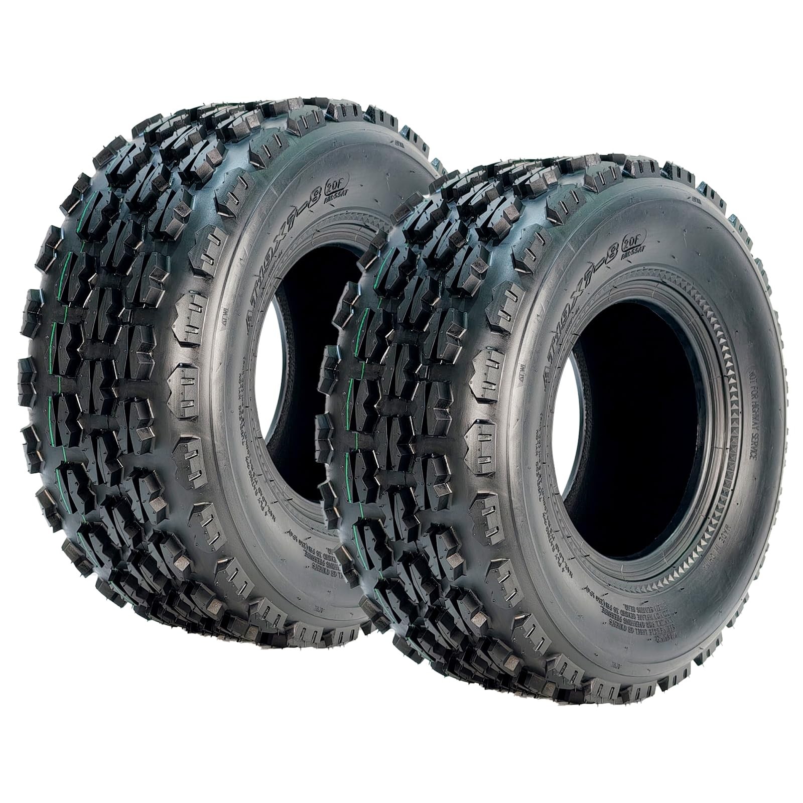 ATV UTV Tire Set 4-Ply Tubeless 19×7-8 Deep Knobby Tread Fits 8in Rims