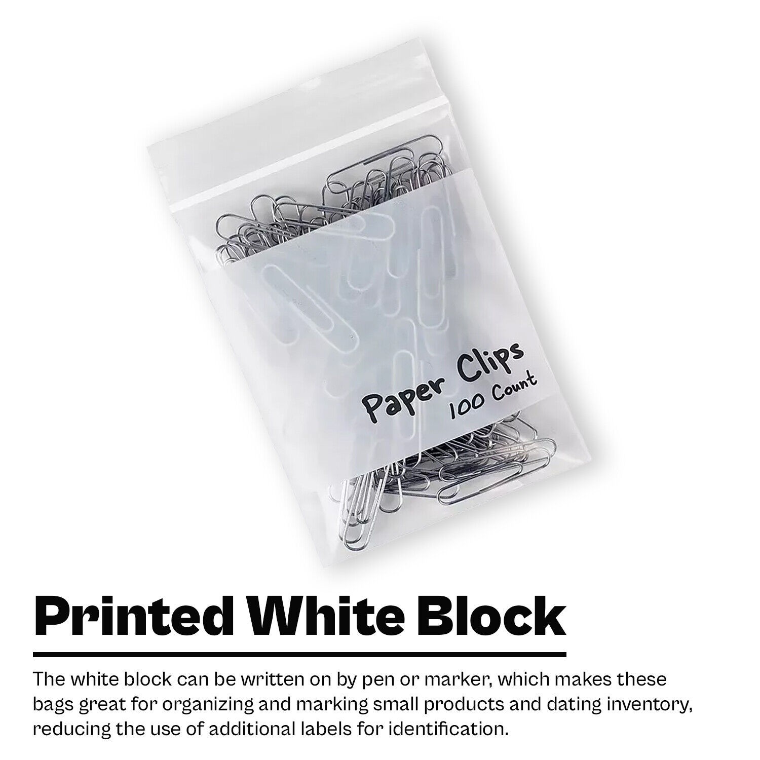 2 Mil White Block Clear Zipper Lock Bags Plastic Reclosable Bags 1000-10000