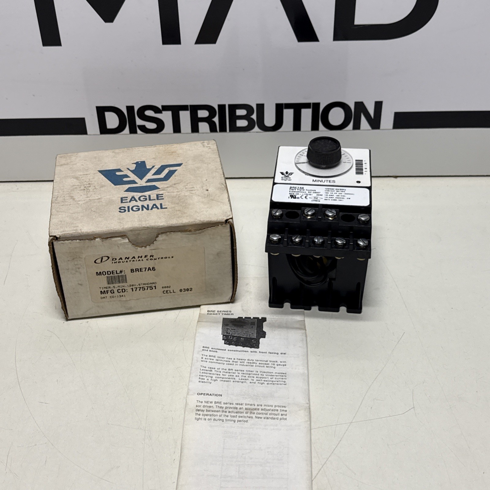 NEW EAGLE SIGNAL BRE7A6 RESET TIMER 0-5MIN 120VAC 50/60HZ 10A 1/4HP
