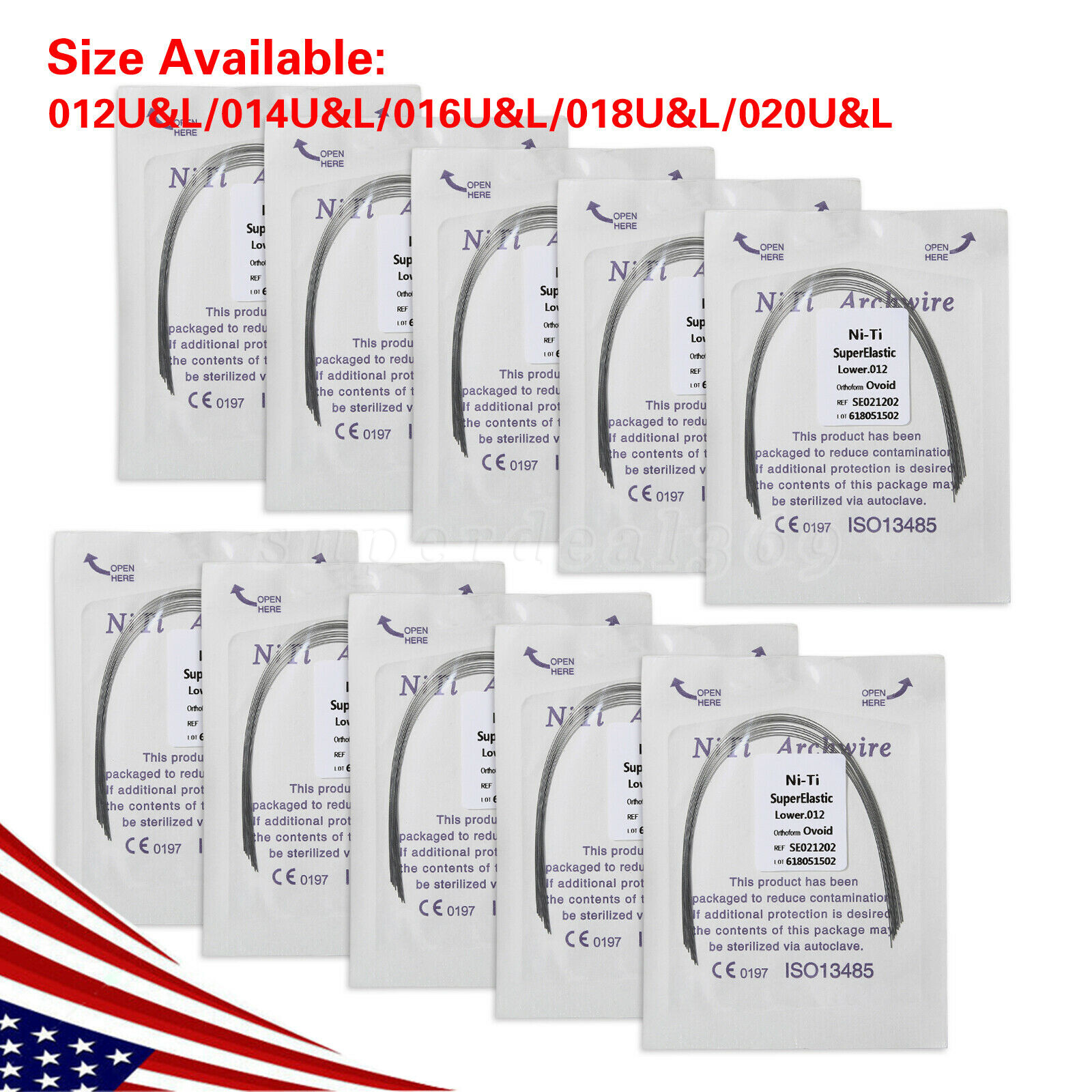 10pcs/pk Dental Orthodontic Super Elastic NITI Arch Wire Round/Ovoid FDA