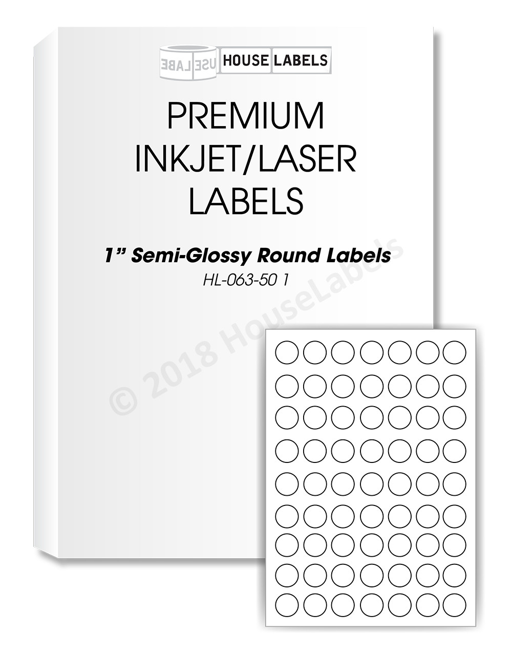 3,150 labels (50 sheets) 1” inch Circle Round White Glossy Finish
