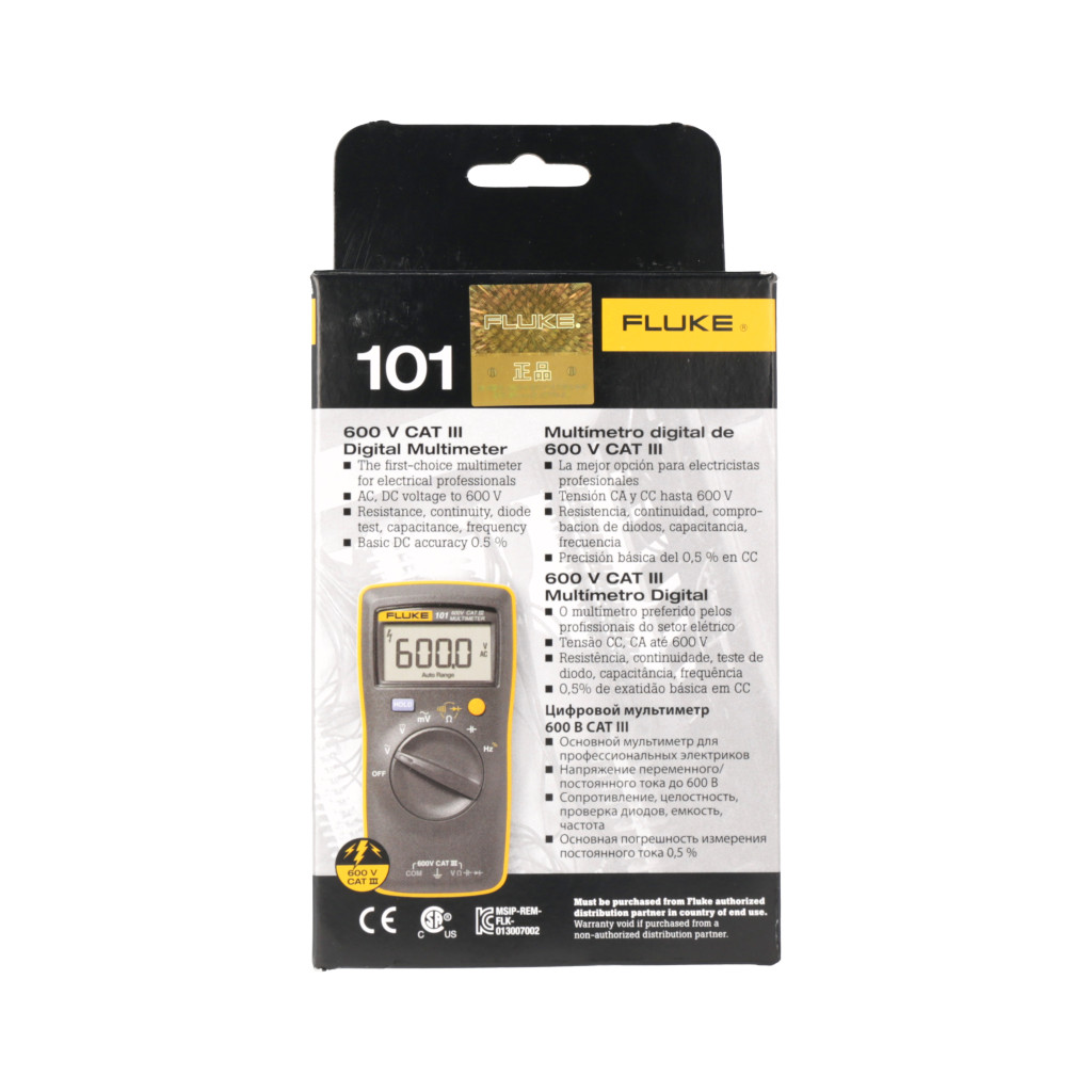 FLUKE 101 Basic Digital Multi-meter Portable Meter ACDC Volt Tester Industrial