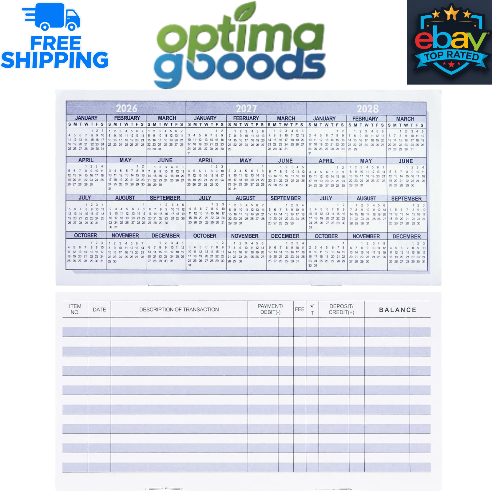 20 Pack Checkbook Register, Check Registers for Personal & Business Bank Account