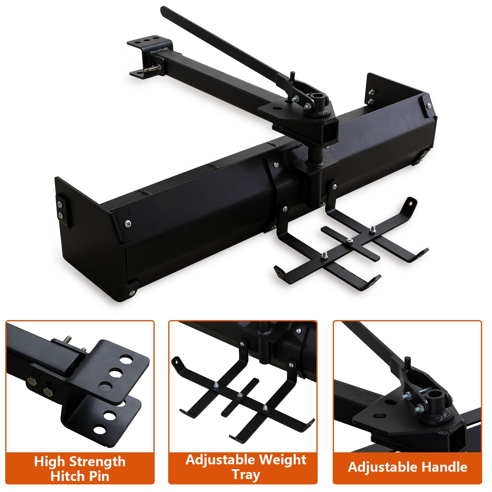 42″ Tow Behind Box Scraper Solid Steel Ground Blade Rust Resistant Lawn Tractor