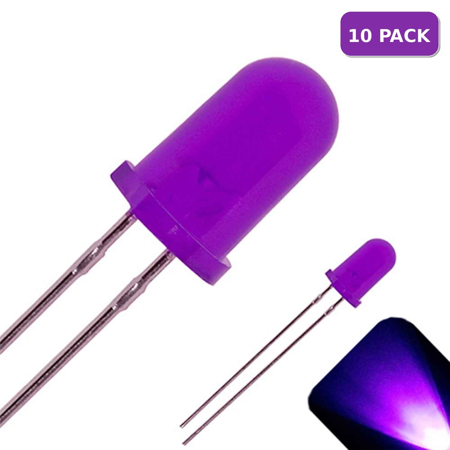 10 x LED 5mm UV / Purple Diffused Ultra Bright Round Top LEDs Light Lamp RC Car