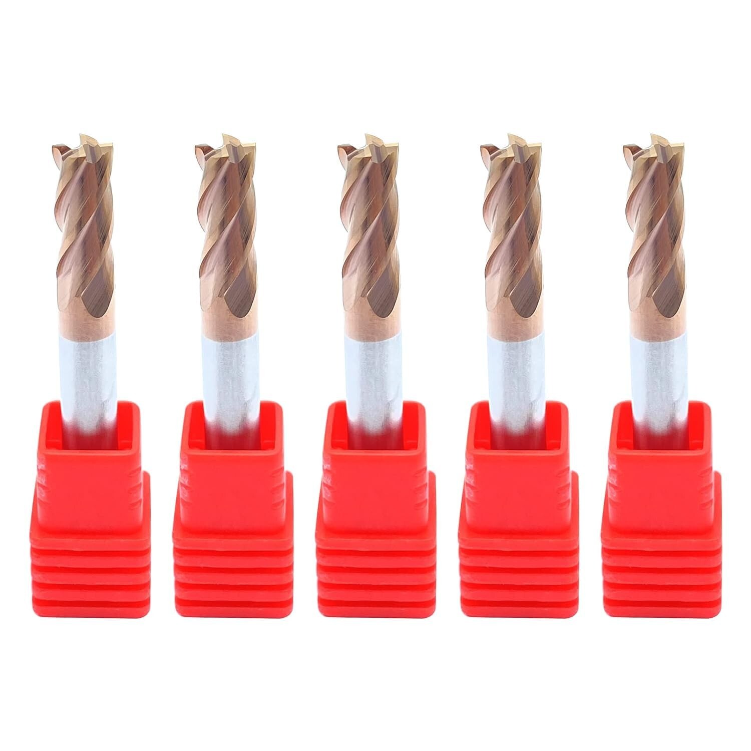5 Pcs 4mm 4 Flute Regular Carbide End Mill 50mm Overall Length – TiALN COATED