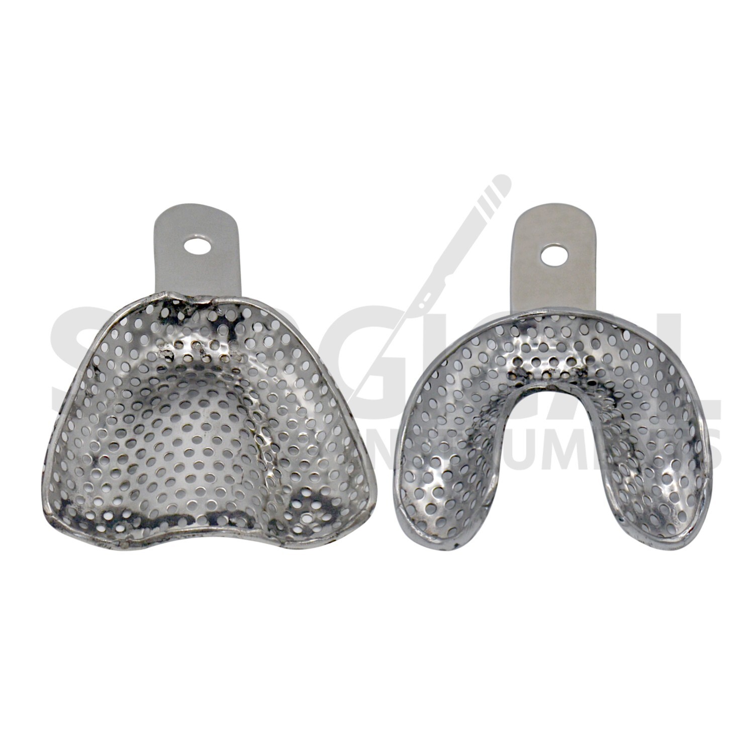 6 Metal Dental Impression Trays set Perforated Upper & Lower Denture Edentulous