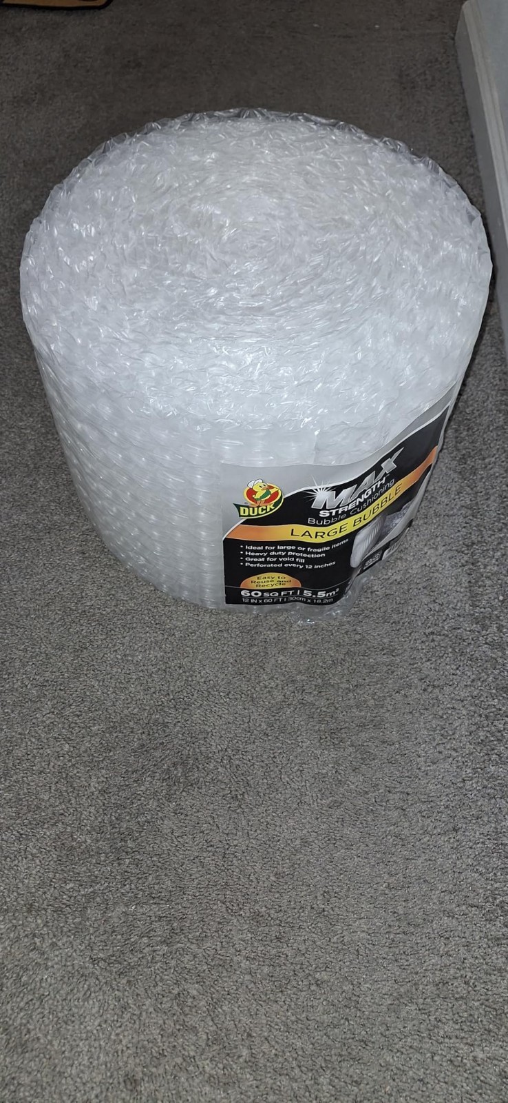 Bubble Cushioning Wrap 15ft Clear Moving Packing Roll Perforated Every 12in NEW