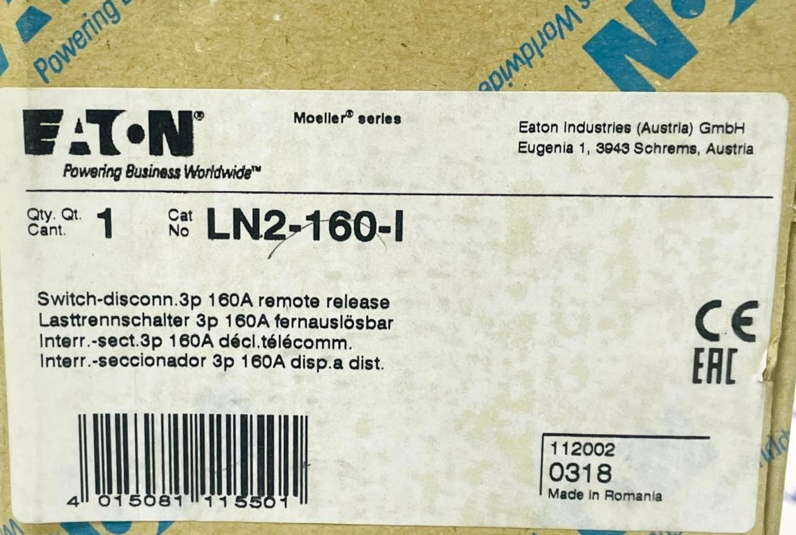 Eaton LN2-160-I Switch Disconnector 160A 3-Pole