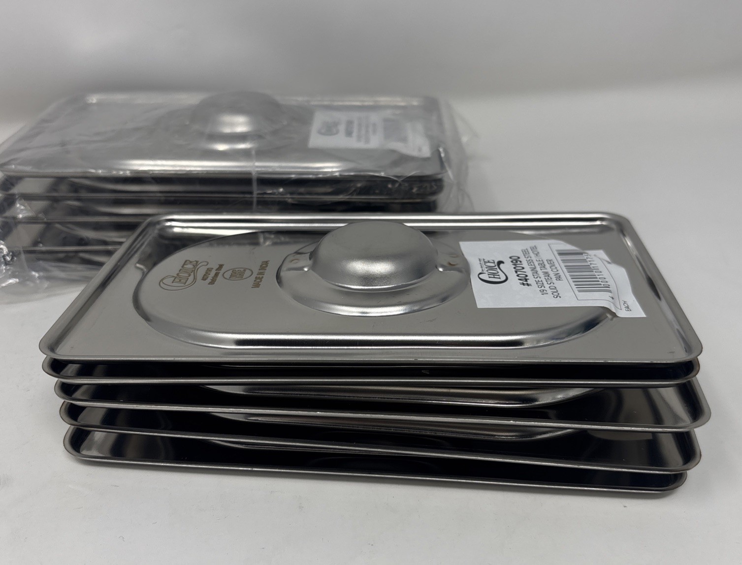 Choice 10 Pk 1/9 Size Stainless Steel Pan Lids with Handle, Table Pan Covers