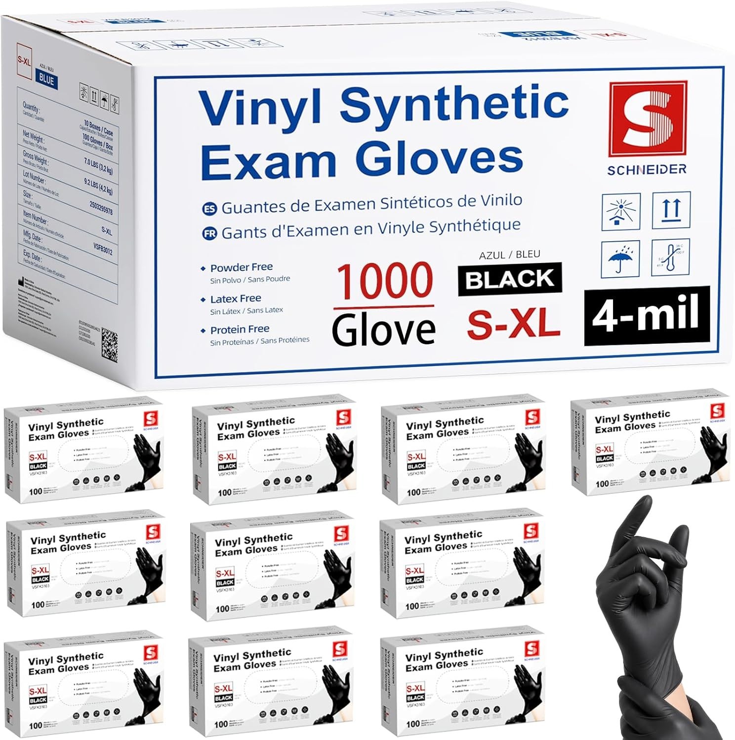 Disposable Gloves – Latex-Free Black Vinyl (1000)