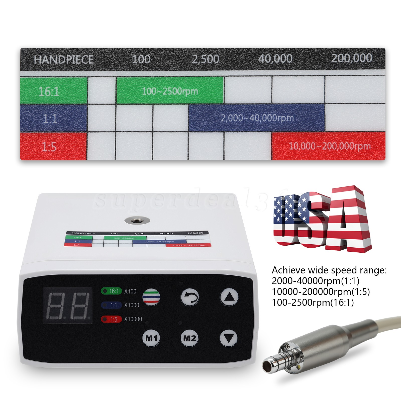 Dental Brushless LED Electric Micro Motor For NSK E-Type 1:1/1:5/16:1 Handpiece