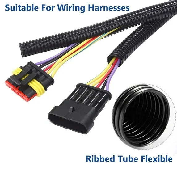 25Ft 1/2″ Marine Grade Conduit Car Home Tubing Split Wire Loom Black Sleeve tube