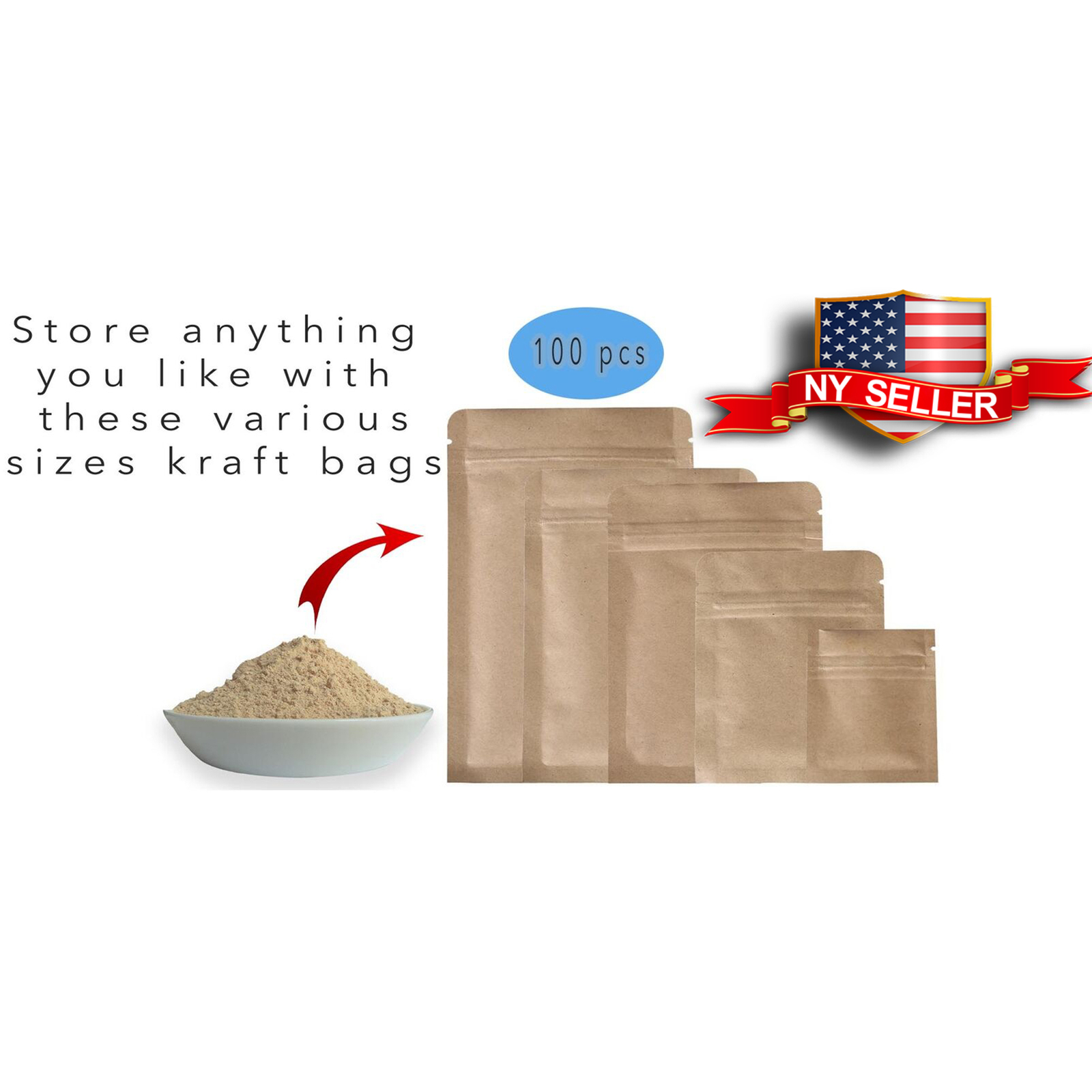 QQ Studio Pack of 100 Double Sided Brown Kraft QuickQlick™ Gardening Storing Bag