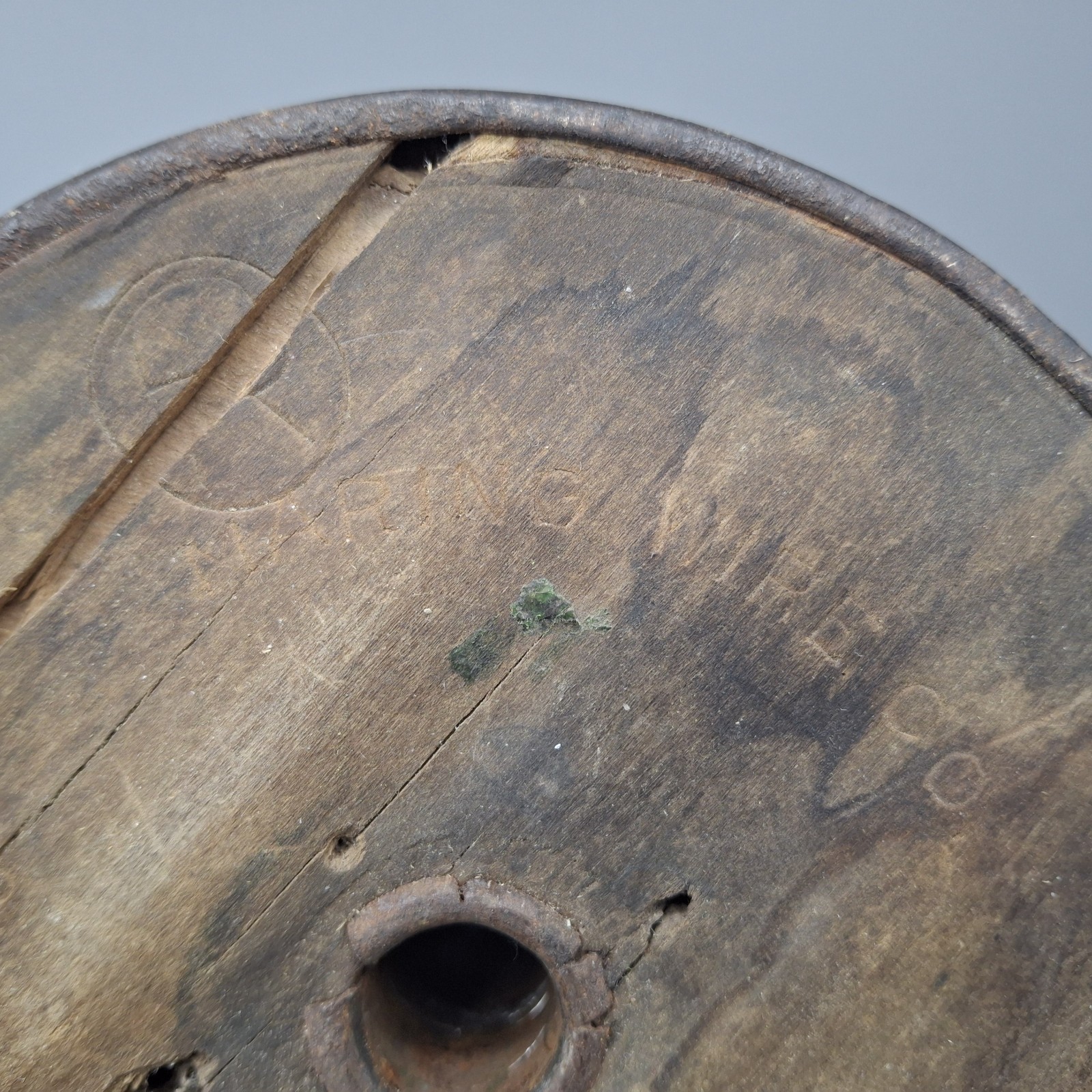 Maring Wire Co White Cloth 16-18 gauge Copper Wire on Wood & Steel Spool, 1920’s