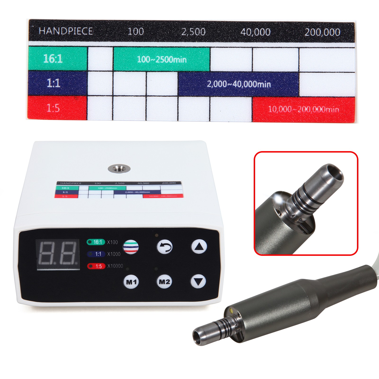LED Electric Brushless Micro Motor/1:5 Fiber Optic Increase Contra Angle SANDENT
