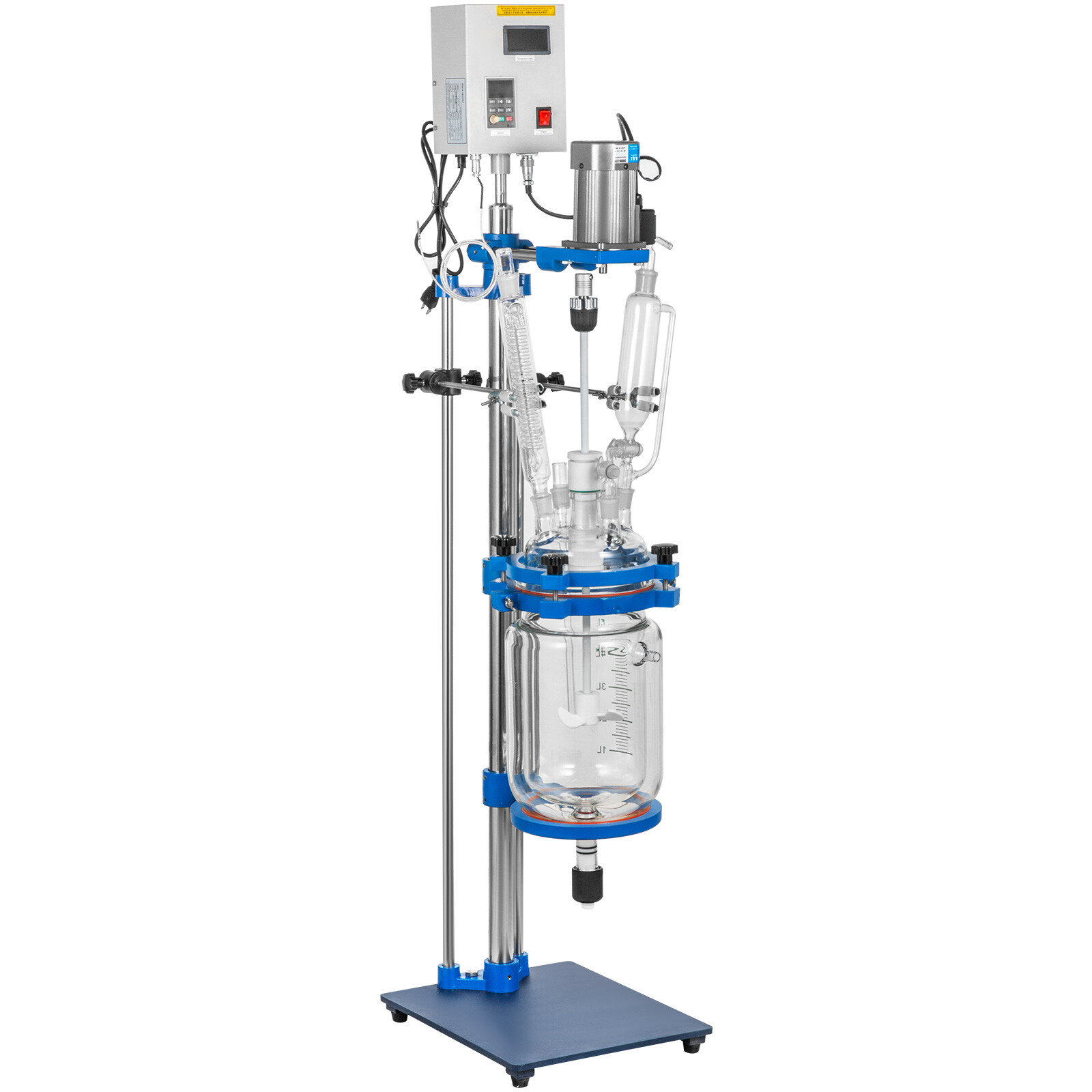 5L Jacketed Glass Reactor 110V Reaction Vessel 100w Digital 0-1200r/min US