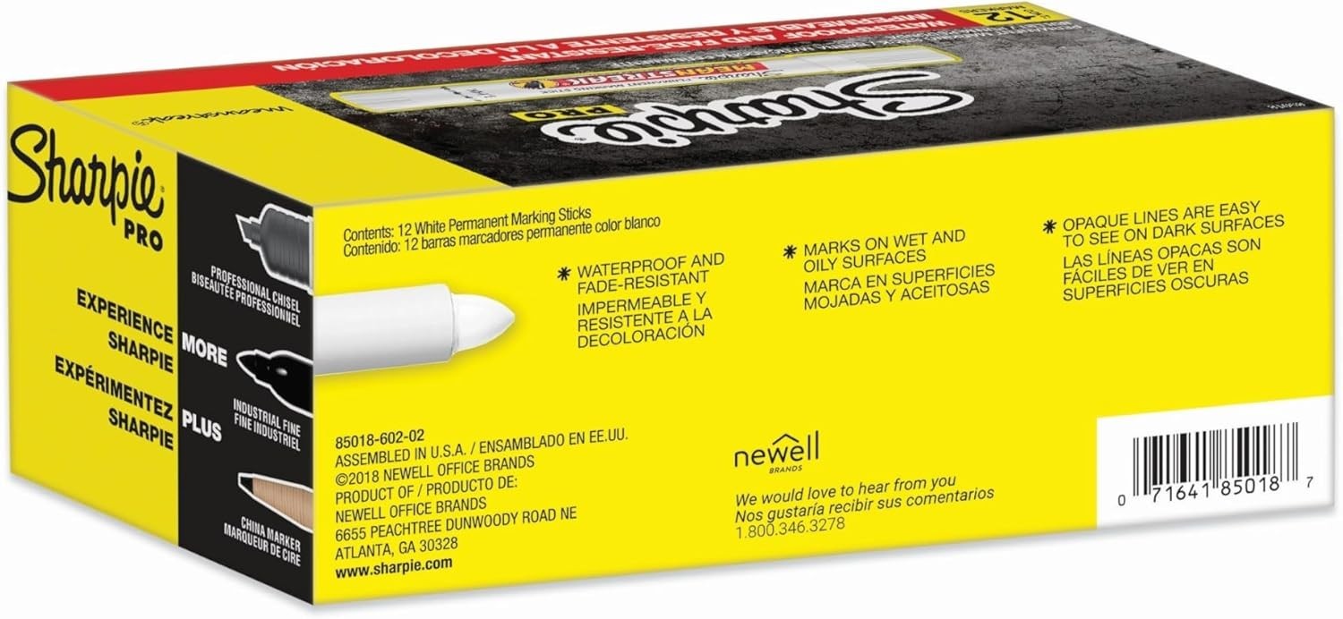 SHARPIE PRO Mean Streak Permanent Marking Stick Bullet Tip White Box of 12